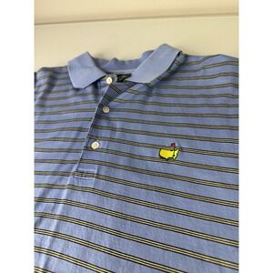 The Masters Golf Tournament Amen Corner Polo Shirt Size XL Blue Striped Vintage